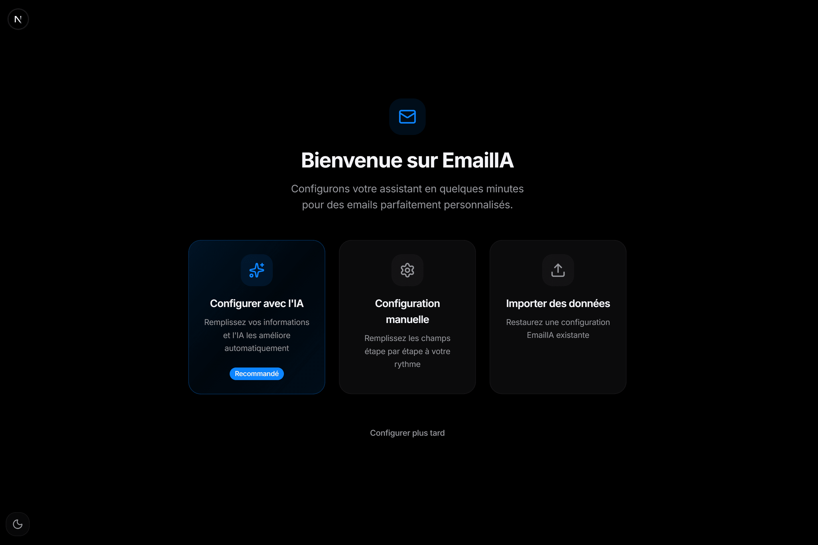 Assistant de configuration intelligent